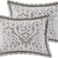 Tesla Cozy Comforter Set Jacquard Damask Medallion Design - All Season down Alternative Bedding, Shams, Bedskirt, Decorative Pillows, Queen, Silver 6 Piece