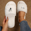 Fluffy Slipper Fall Winter Warm Home Fur Furry Slippers Women Plush Shoes Indoor House Fuzzy Flip Flops Female Padded Fleece Living Bedroom - White