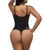 Super Sale V Neck Spaghetti Strap Bodysuit Compression Body Suits Open Crotch Shapewear Slimming Body Shaper Smooth Out Bodysuit - Thong Black