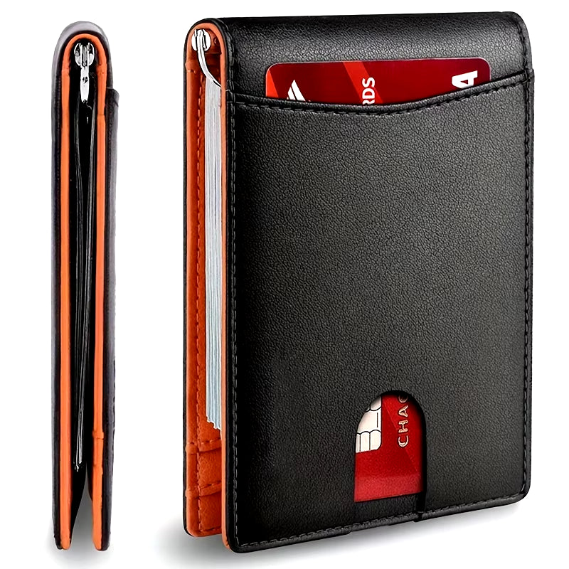 PU Leather Slim Smart Wallet for Men with Money Credit Card Clip Mini RFID Blocking Leather Mens Thin Wallet Card Holder