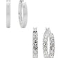 Women'S Crystal Hoop Earrings Set, 4 Pieces