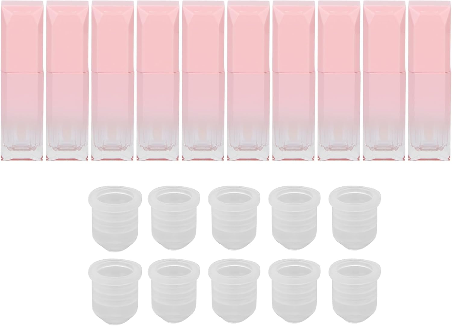 Clear Lip Gloss Tube Containers Bulk Wand 10 Pcs 6Ml Empty Lip Gloss Tubes Refillable Lipstick Containers for DIY Lip Gloss Lip Samples Pink Gradient Such as Lip Samples, Homemade Lip Balm