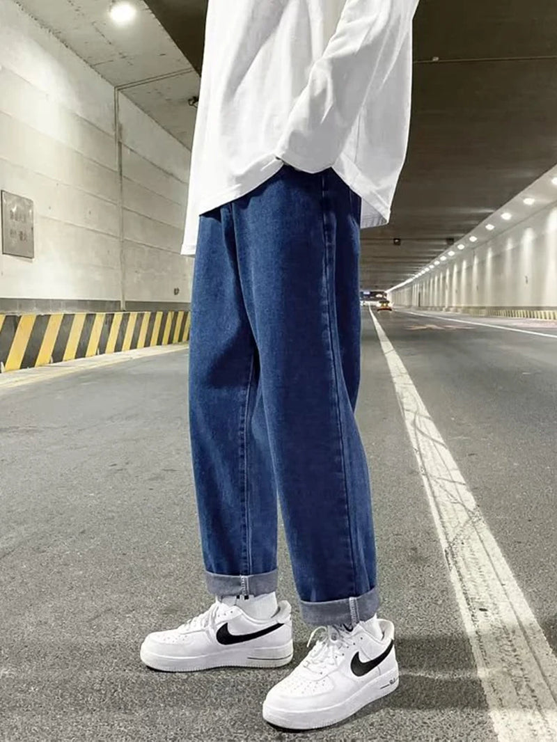 Autumn Korean Fashion Drawstring Y2K Jeans Homme Classic Baggy Straight Wide Leg Pants 2023 New Hip Hop Streetwear Casual Jean