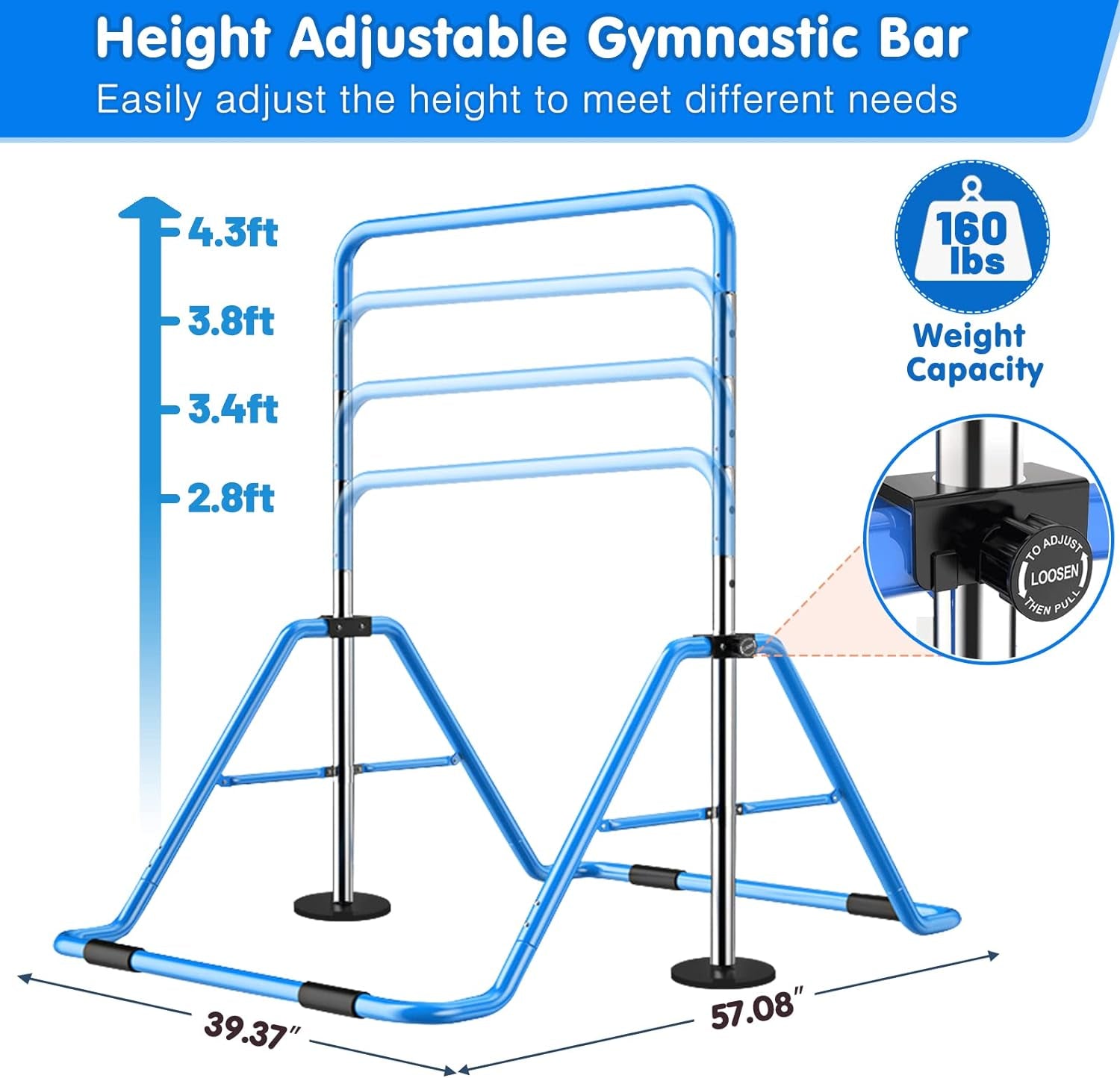 Gymnastics Bars Kids Kip Training Bars for Home, Folding Horizontal Bars with Adjustable Height, Practice Bar Gymnastic for Kid, Child, Girls, Boys