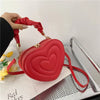 Fashion Love Heart Shape Shoulder Bag Small Handbags Designer Crossbody Bags for Women Solid Pu Leather Top Handle Bag - Red