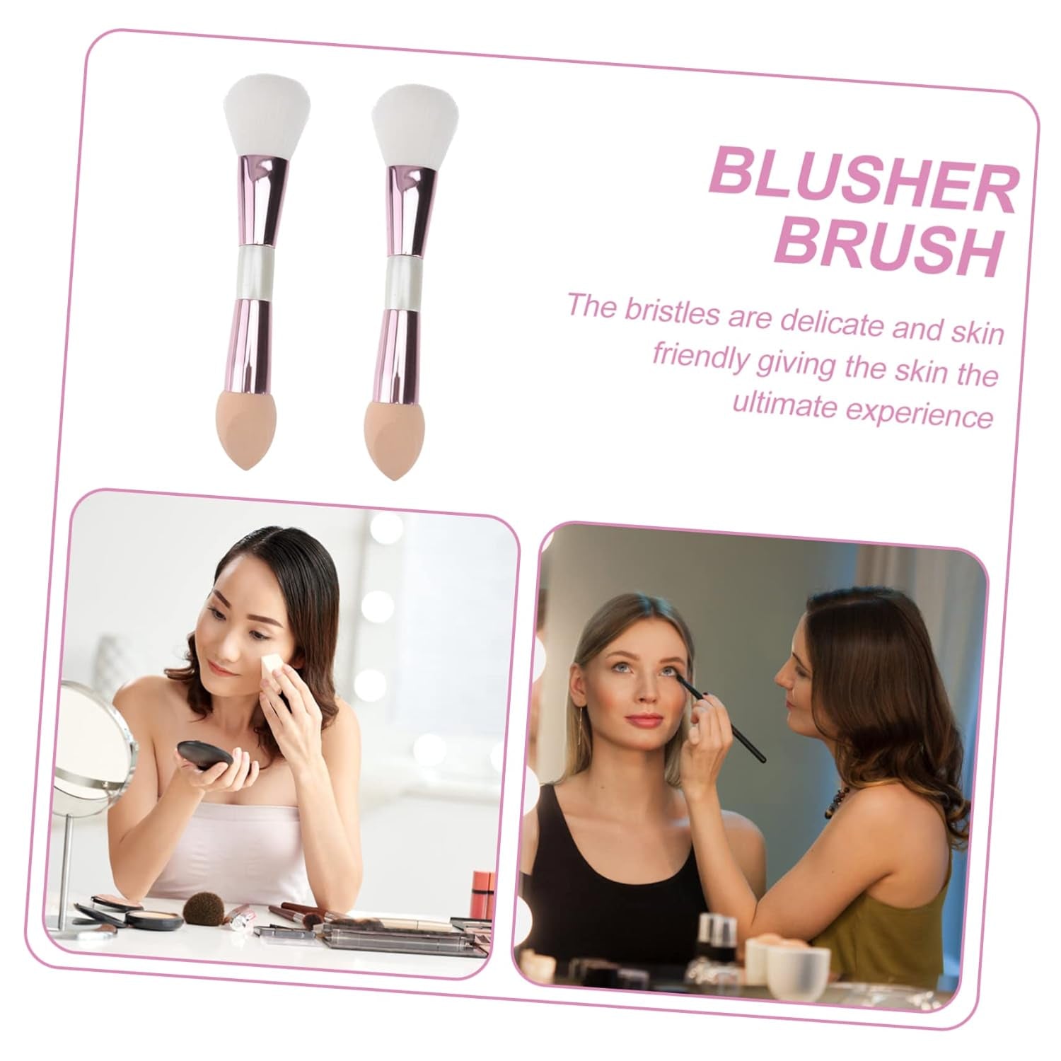 2Pcs Makeup Brush Cosmetics Brush Tool Blush Brush Multifunctional Makeup Tool Dual Headed Cosmetics Brush Concealer Brush Portable Cosmetics Brush Multi Tool Cosmetic Brush Alloy