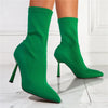 2023 Women Fetish Silk Sock Boots 11.5Cm High Heels Stretch Fashion Heels Peach Ankle Boots Peach Rose Red plus Size 43 Shoes - Green