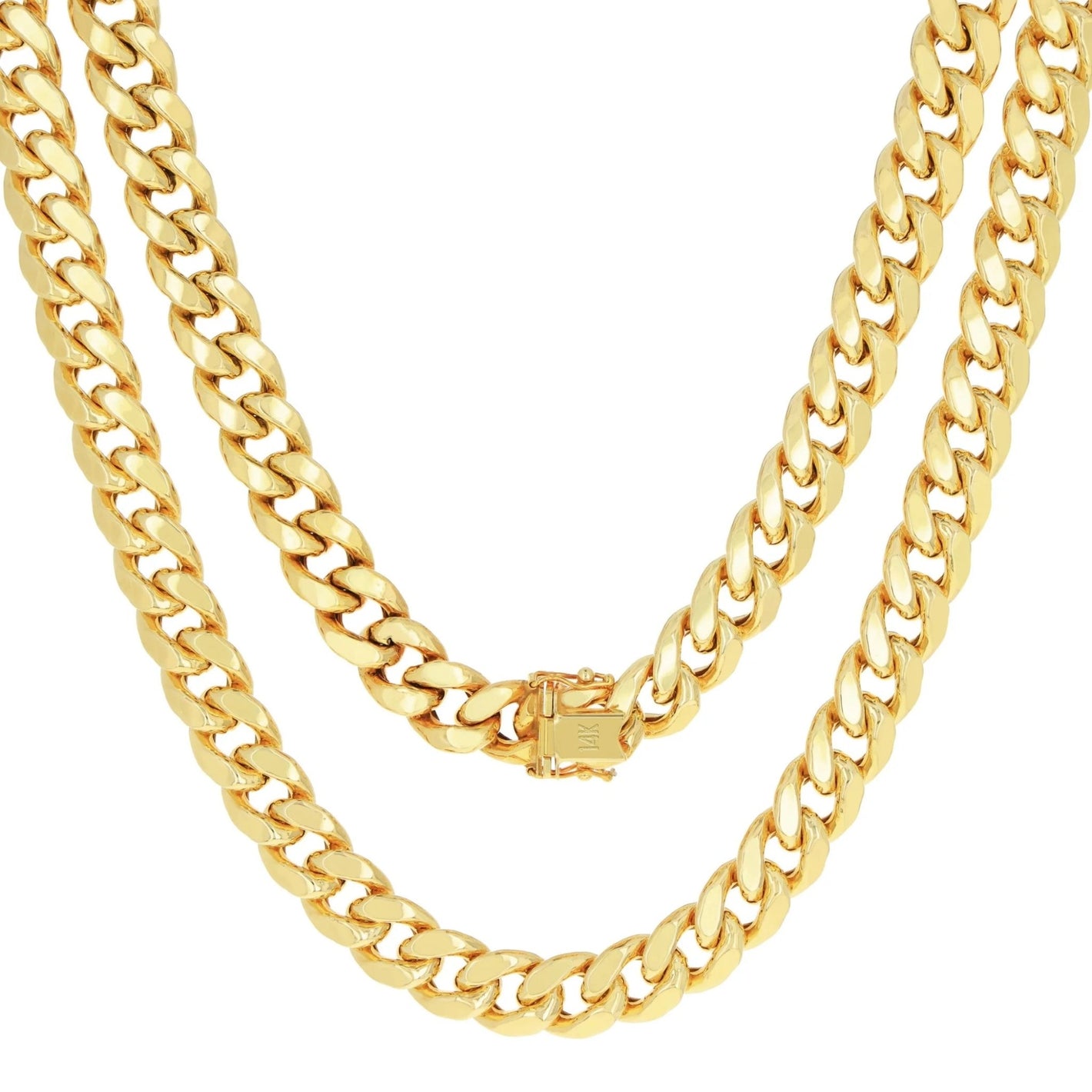 14K Yellow Gold 7.5Mm Miami Cuban Link Chain Necklace, Mens Womens Jewelry 16" - 30"