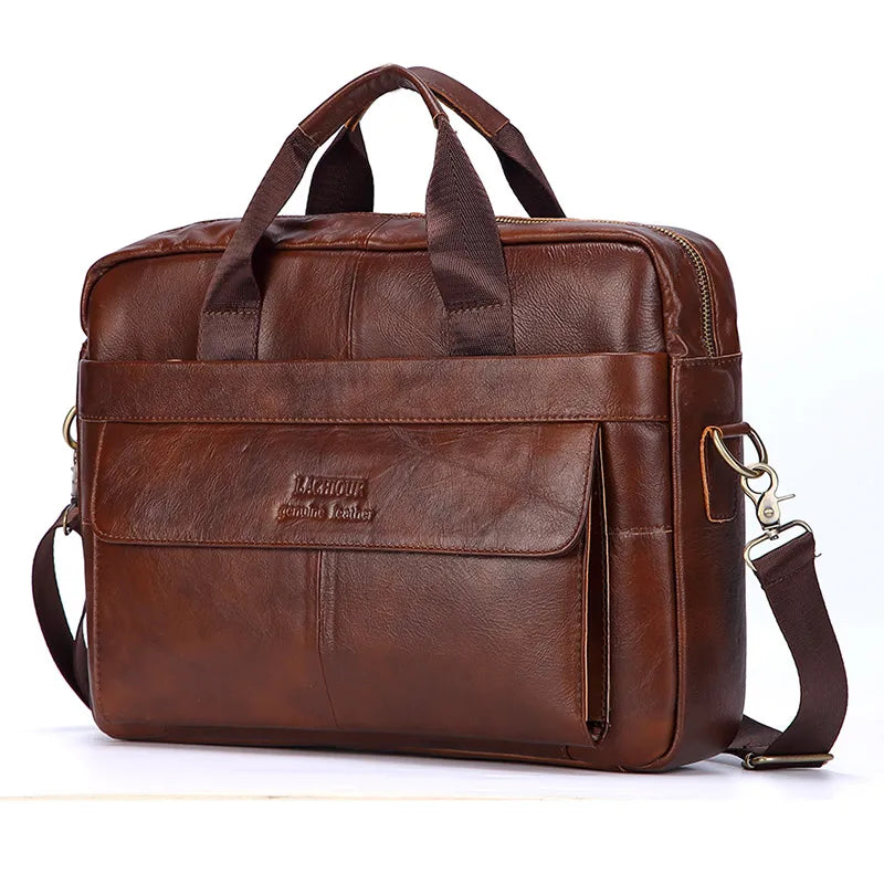 Men Genuine Leather Handbags Casual Leather Laptop Bags Male Business Travel Messenger Bags Men'S Crossbody Shoulder Bag