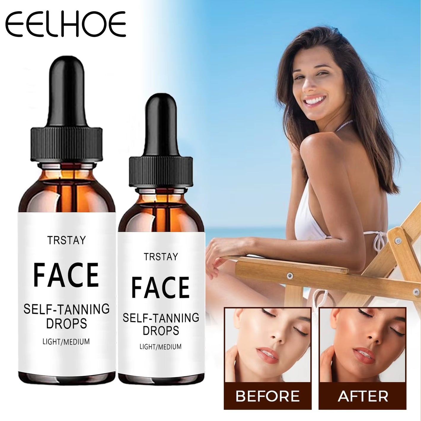 Self-Tanning Drops Suitable for the Face and Entire Body Automatic Tanning without Sunlight