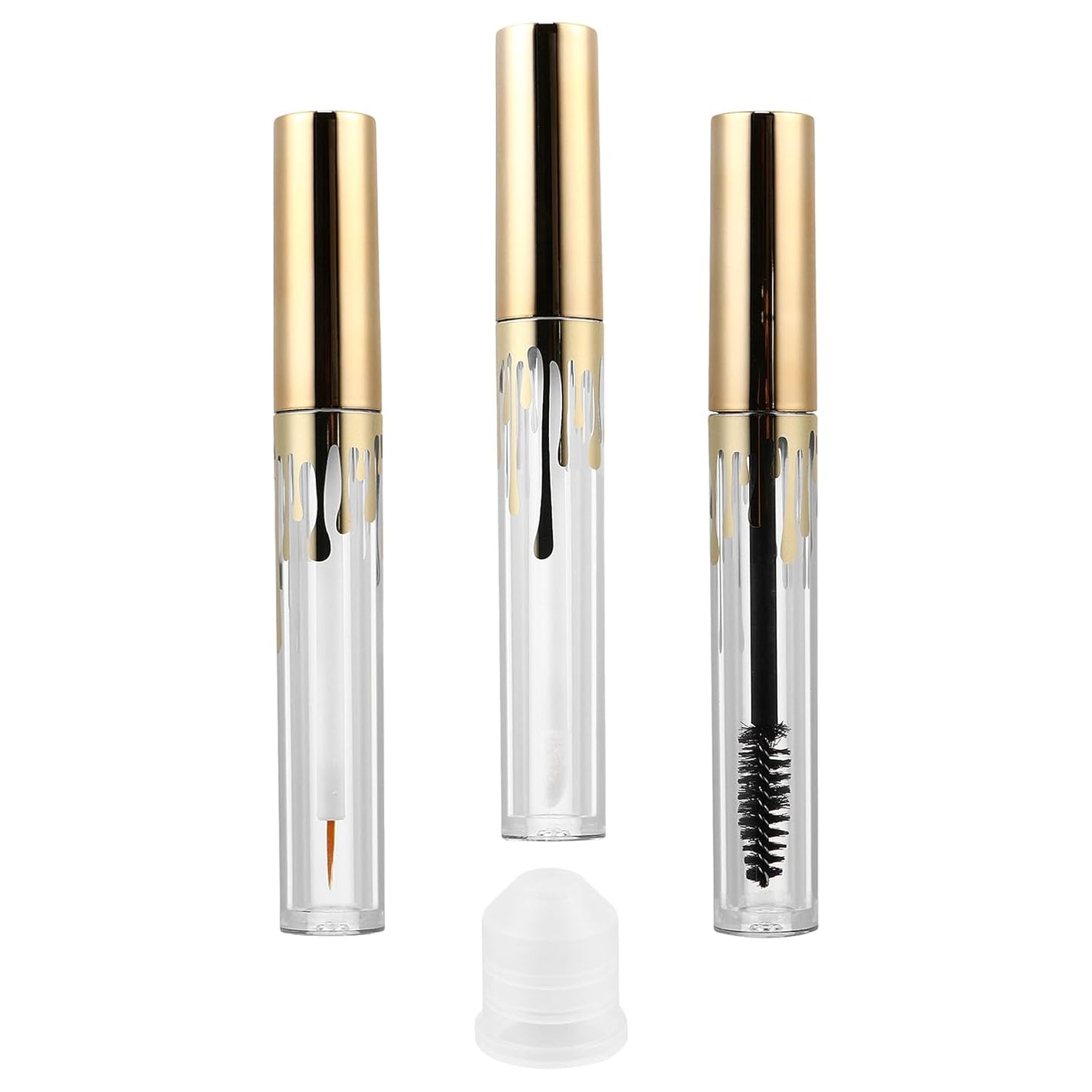 3Pcs Makeup Bottle Eyelash Growth Oil Tube Clear Lip Balm Eyelash Cream Container Empty Lip Gloss Tube Empty Lip Tubes Clear Plastic Containers Mascara Bottle Travel Filling Sample