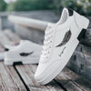 Summer Men Casual Shoes Feather Pattern White Sneakers Comfort Chunky Sneakers Men'S Shoes Trainers Trend Flats Board Shoe - White