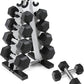 5-25Lb Rubber Coated Hex Dumbbell Set with a Frame Storage Rack Non-Slip Hex Shape for Muscle Toning, Strength Building & Weight Loss - Multiple Choices Available