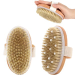 Wet Dry Skin Body Brush Natural Pig Bristles Dry Skin Exfoliating Body Massage Cleaning SPA Tool for Cellulite Lymphatic Drainag