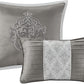 Tesla Cozy Comforter Set Jacquard Damask Medallion Design - All Season down Alternative Bedding, Shams, Bedskirt, Decorative Pillows, Queen, Silver 6 Piece