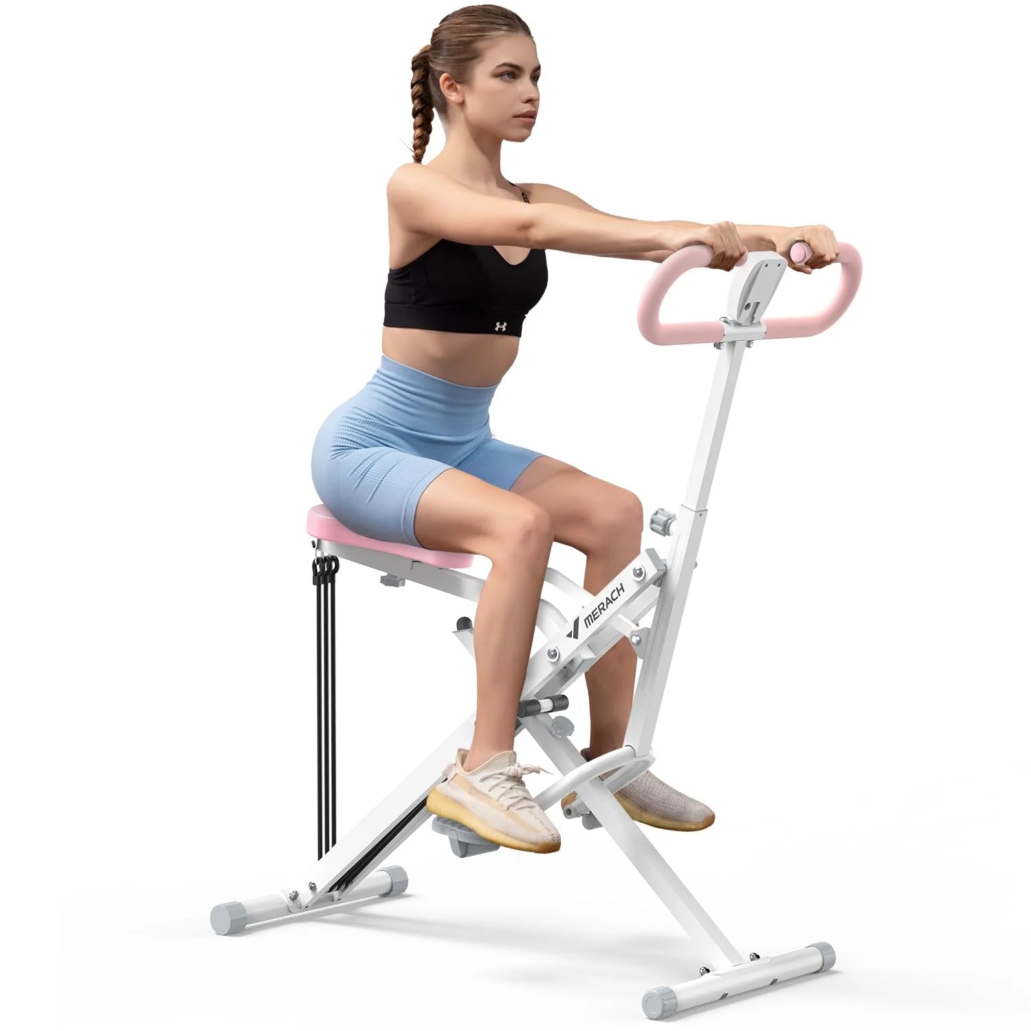 Foldable Squat Assist Trainer Machine - 3 Tension Bands for Glutes & Quads Workout - Home Gym Equipment for Strength Training