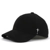 Unisex Simple Cross Water Drop Embroidery Baseball Caps Spring and Autumn Outdoor Adjustable Casual Hat Sunscreen Hat - Black