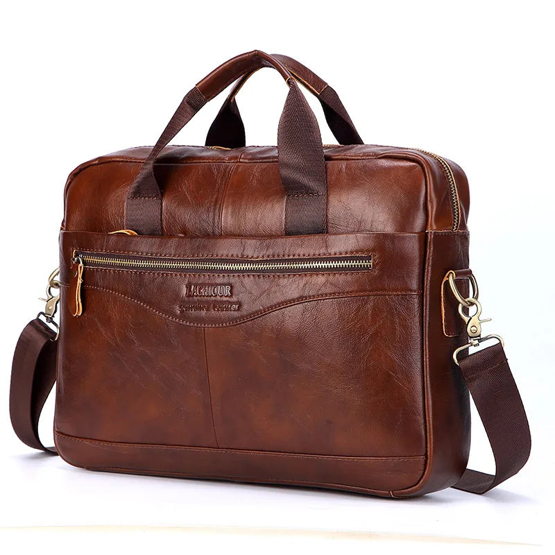 Men Genuine Leather Handbags Casual Leather Laptop Bags Male Business Travel Messenger Bags Men'S Crossbody Shoulder Bag