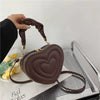 Fashion Love Heart Shape Shoulder Bag Small Handbags Designer Crossbody Bags for Women Solid Pu Leather Top Handle Bag - Coffee