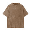 Streetwear American Vintage Waxed Dyed Washed  Heavyweight 100% Cotton T-Shirt - Coffee