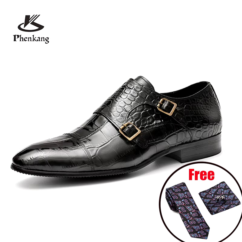 Men Genuine Leather Shoes Business Dress Suit Shoes Men Brand Bullock Genuine Leather Black Wedding Mens Shoes Black Brown