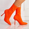 2023 Women Fetish Silk Sock Boots 11.5Cm High Heels Stretch Fashion Heels Peach Ankle Boots Peach Rose Red plus Size 43 Shoes - Orange