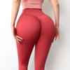 Leggings Women Pants Yoga Pants Tights Seamless Solid Color Pants for Women High Waist High Elastic Women'S Sports Pants - Dark Red