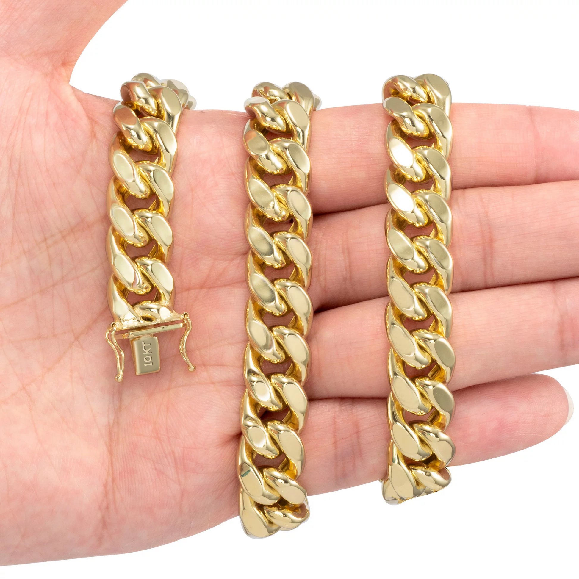 10K Yellow Gold 13Mm Thick Miami Cuban Link Chain Necklace, Mens Jewelry 20" - 30"