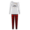 Hot Sale Christmas Plaid Printed Pajamas and Home Service Suits - White