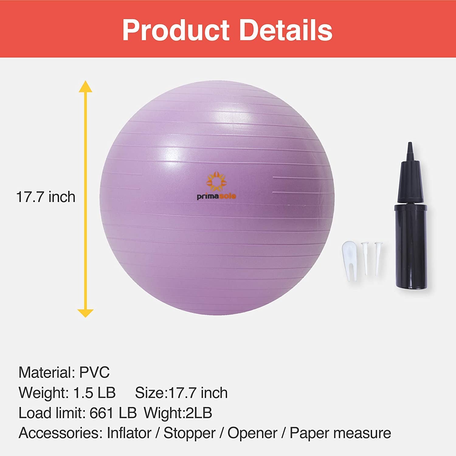 Exercise Ball for Balance Stability Fitness Workout Yoga Pilates at Home Office & Gym Birthing Ball for Pregnancy, Office Ball Chair