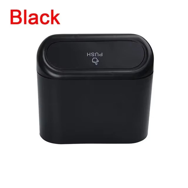 Car Flip Top Trash Can Interior Trash Storage Organizer Storage Box Black ABS Square Universal Organizer Interior Accessories