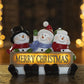 Glowing Merry Christmas Sign Trio LED Snowman Decor Christmas Figurines Resin Lighted Snowman Decorations Holiday Light up Snowman Indoor Festive Fiber Optic Decorations