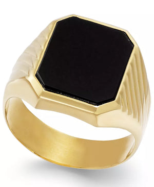 Men'S Onyx (3-3/4 Ct. T.W.) Ring in 14K Gold