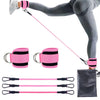 Booty Leg Resistance Bands with Ankle Strap Hip Fitness Trainer Pull Rope Exercises Band Leg Butt Training Women Glutes Workout - 3 Tubes Set Pink