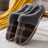 Men Shoes Winter Slippers Suede Gingham Plush Velvet Indoor Shoes for Men Home Slippers 2021 Non Slip Waterproof Male Slipper - Coffee (365458_100010487)