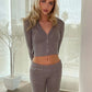 Two Piece Sets Women Tracksuit Long Sleeve Zipper Hooded Sweater Skinny Pants Suit Solid Casual Knitted Sweatshirt Set