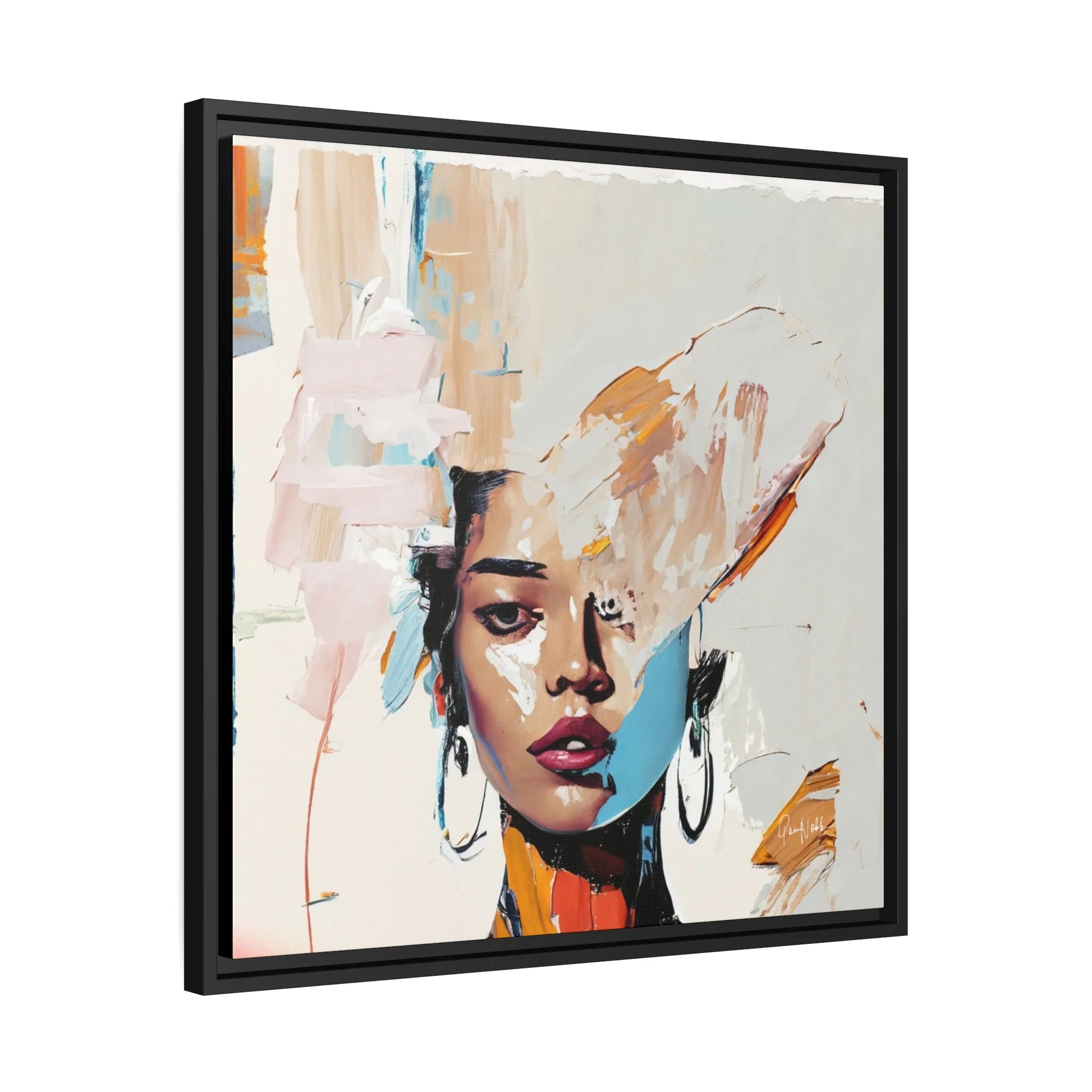 Woman Abstract Portrait Canvas Wall Art with Frame