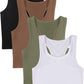 4 Pieces Basic Workout Crop Tank Tops Sleeveless Racerback Sport Tank Top for Women Yoga Running