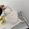 Fashion Love Heart Shape Shoulder Bag Small Handbags Designer Crossbody Bags for Women Solid Pu Leather Top Handle Bag - White