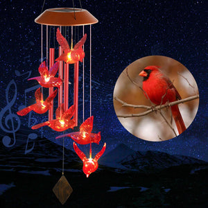 Gifts for Women Solar Cardinal Wind Chime Lights Cardinal Gifts for Mom/Grandma/Wife/Parents/Teachers/Friends Unique Birthday Gift Gardening Gift Outdoor Garden Decor for Cardinal Lover