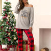 Hot Sale Christmas Plaid Printed Pajamas and Home Service Suits - Grey