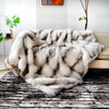 Luxury Faux Fur Blanket High-End Bed Fox Fur Blankets for Beds Plaid on the Sofa Cover Decoration Home Blankets and Throws - White