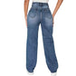 European and American Ripped Trendy Women'S Jeans Straight