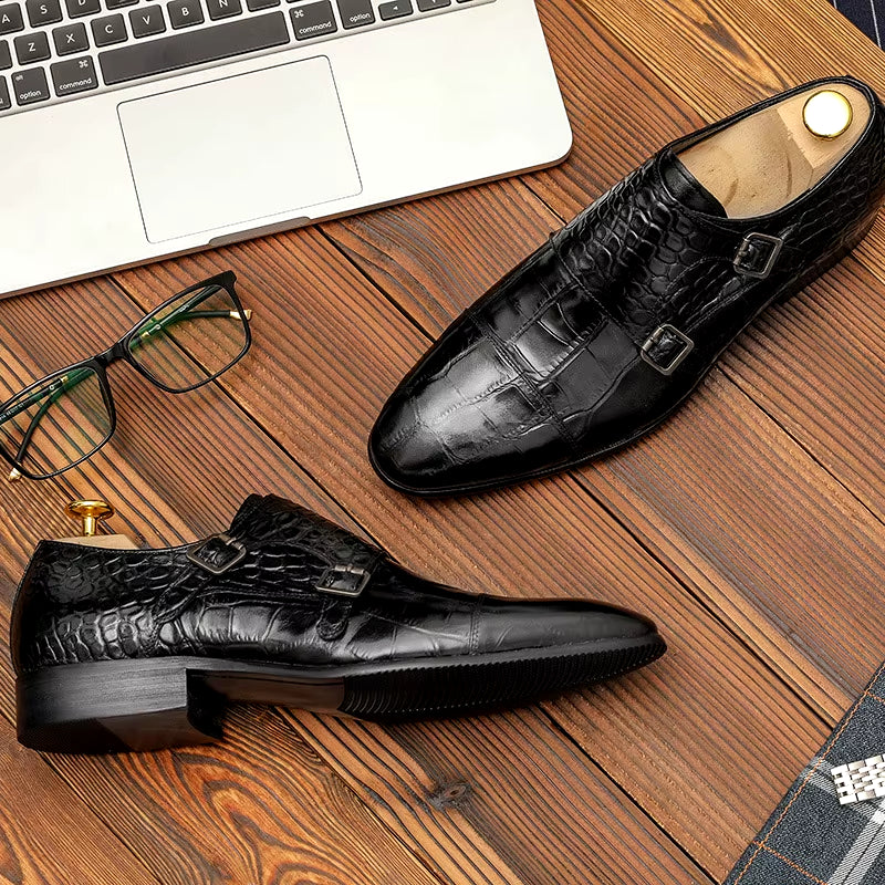 Men Genuine Leather Shoes Business Dress Suit Shoes Men Brand Bullock Genuine Leather Black Wedding Mens Shoes Black Brown