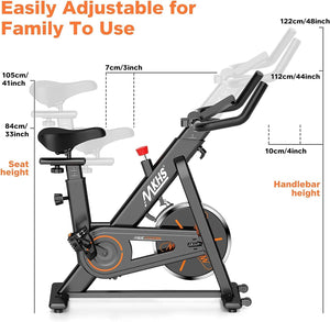 Silent Magnetic Resistance Indoor Cycling Bike, Fully Adjustable Design for All People, Stationary Exercise Bikes for Home (400 Lbs Weight Capacity)