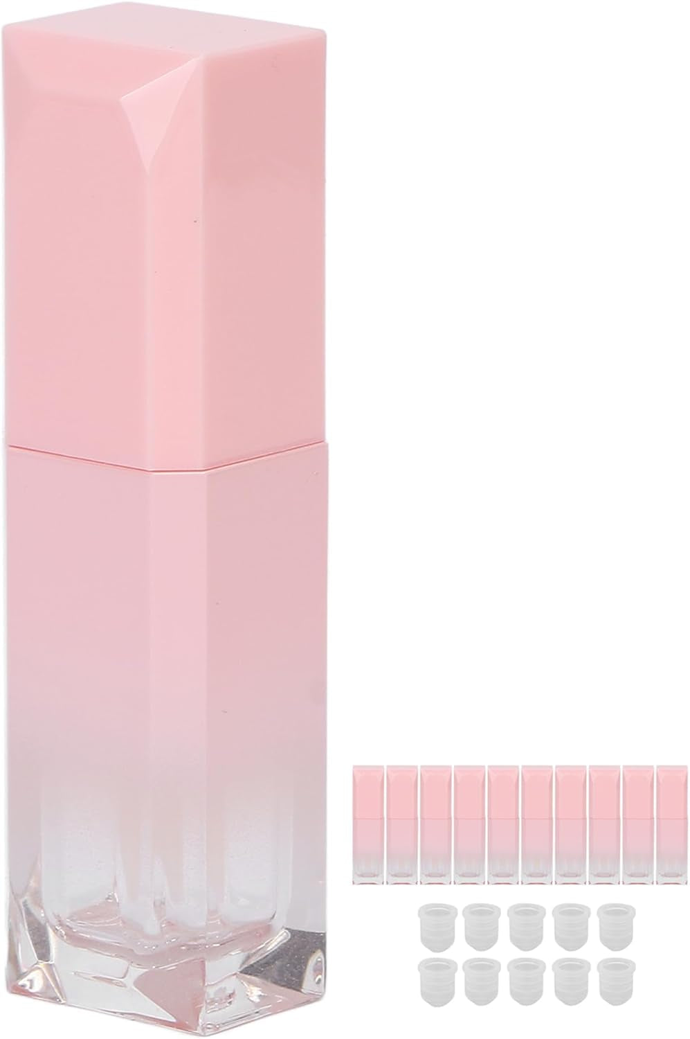 Clear Lip Gloss Tube Containers Bulk Wand 10 Pcs 6Ml Empty Lip Gloss Tubes Refillable Lipstick Containers for DIY Lip Gloss Lip Samples Pink Gradient Such as Lip Samples, Homemade Lip Balm