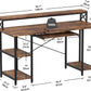 Computer Desk 55", Home Office Desk with Keyboard Tray, Monitor Stand, Storage Shelf, Industrial Studying Writing Table, Vintage Brown