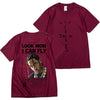 Kanye West Fashion Hip Hop Men Tshirt Tour Short Sleeve CACTUS JACK Print Basic Couple Loose Short Sleeve T-Shirt Cotton Clothes - Wine Red-1