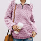 Women'S Long Sleeve 1/4 Zipper Pullover Sherpa Fleece Winter Oversized Outwear Sweatshirt Coat