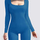 New Threaded Fabric High Quality Women Jumpsuits Long Sleeve Shapewear Hip Lift Yoga Exercise One Piece Jumpsuit with Long Pants